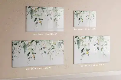 Magnetisch glazen schrijfbord met decoratieve plantbladeren