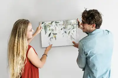 Magnetisch glazen schrijfbord met decoratieve plantbladeren