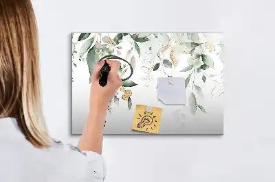 Magnetisch glazen schrijfbord met decoratieve plantbladeren