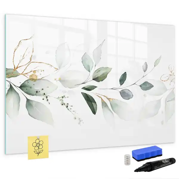 Beschrijfbaar glazen magneetbord met design uitvoering abstracte lijst