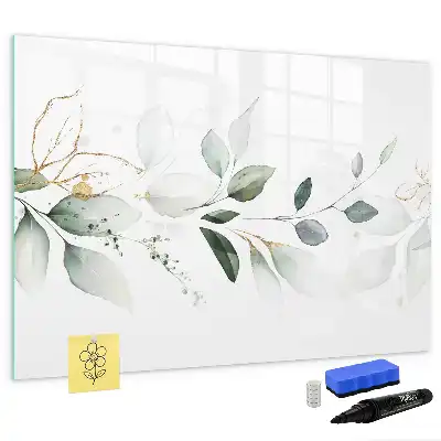 Beschrijfbaar glazen magneetbord met design uitvoering abstracte lijst