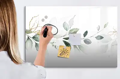 Beschrijfbaar glazen magneetbord met design uitvoering abstracte lijst