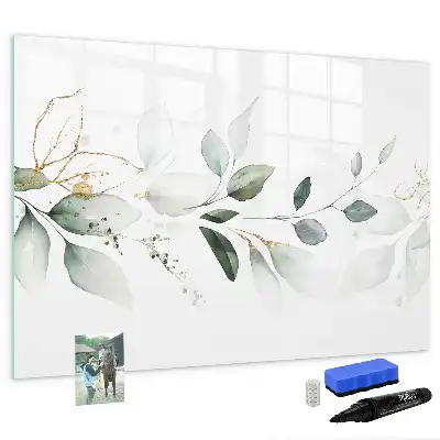 Beschrijfbaar glazen magneetbord met design uitvoering abstracte lijst
