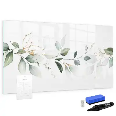 Beschrijfbaar glazen magneetbord met design uitvoering abstracte lijst