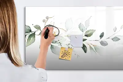 Beschrijfbaar glazen magneetbord met design uitvoering abstracte lijst