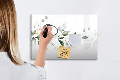 Beschrijfbaar glazen magneetbord met design uitvoering abstracte lijst