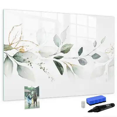 Beschrijfbaar glazen magneetbord met design uitvoering abstracte lijst
