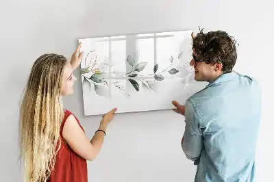 Beschrijfbaar glazen magneetbord met design uitvoering abstracte lijst