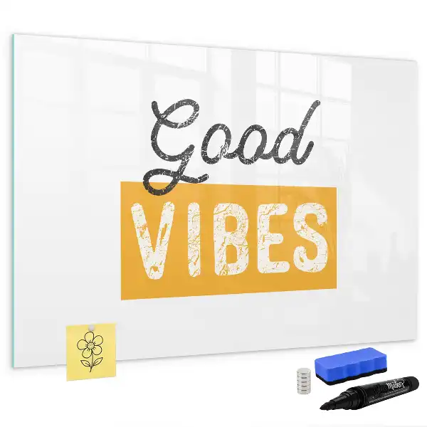 Magnetisch glazen schrijfbord voor notities en foto's met tekst Inspirerende zin