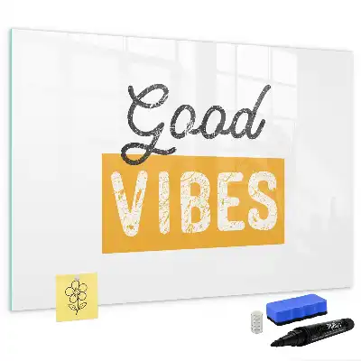 Magnetisch glazen schrijfbord voor notities en foto's met tekst Inspirerende zin