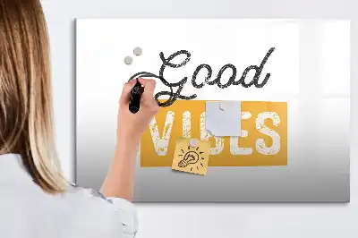 Magnetisch glazen schrijfbord voor notities en foto's met tekst Inspirerende zin