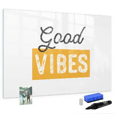 Magnetisch glazen schrijfbord voor notities en foto's met tekst Inspirerende zin
