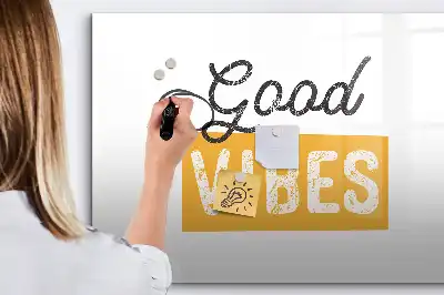 Magnetisch glazen schrijfbord voor notities en foto's met tekst Inspirerende zin