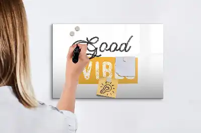 Magnetisch glazen schrijfbord voor notities en foto's met tekst Inspirerende zin