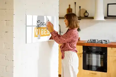 Magnetisch glazen schrijfbord voor notities en foto's met tekst Inspirerende zin