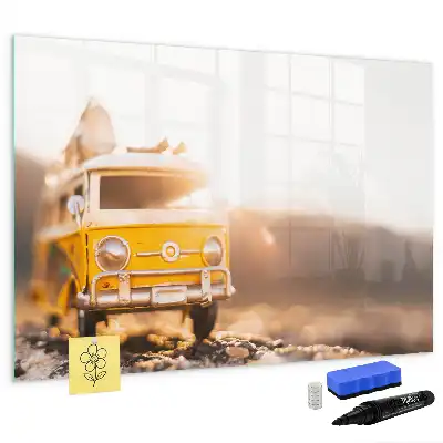 Magnetisch glazen schrijfbord voor notities en foto's met roadtrip vakantie design