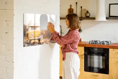 Magnetisch glazen schrijfbord voor notities en foto's met roadtrip vakantie design