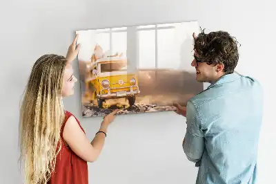 Magnetisch glazen schrijfbord voor notities en foto's met roadtrip vakantie design