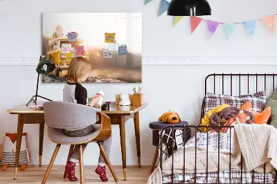 Magnetisch glazen schrijfbord voor notities en foto's met roadtrip vakantie design