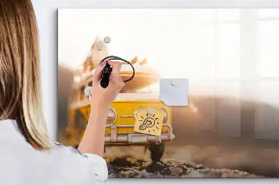 Magnetisch glazen schrijfbord voor notities en foto's met roadtrip vakantie design