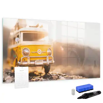 Magnetisch glazen schrijfbord voor notities en foto's met roadtrip vakantie design
