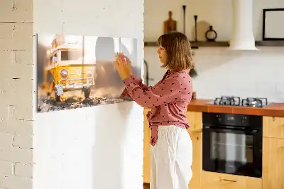 Magnetisch glazen schrijfbord voor notities en foto's met roadtrip vakantie design