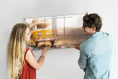 Magnetisch glazen schrijfbord voor notities en foto's met roadtrip vakantie design