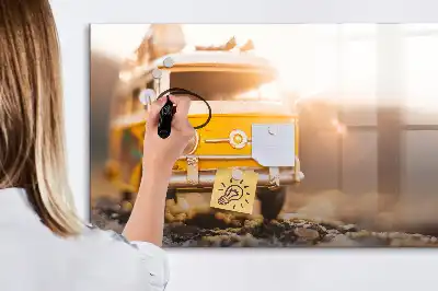 Magnetisch glazen schrijfbord voor notities en foto's met roadtrip vakantie design