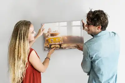 Magnetisch glazen schrijfbord voor notities en foto's met roadtrip vakantie design