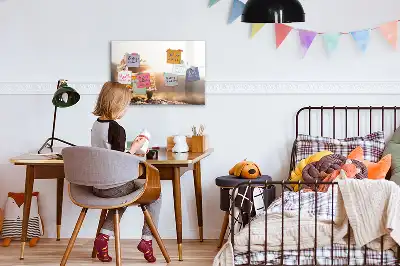 Magnetisch glazen schrijfbord voor notities en foto's met roadtrip vakantie design