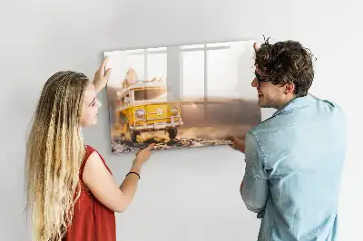 Magnetisch glazen schrijfbord voor notities en foto's met roadtrip vakantie design