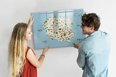 Beschrijfbaar glazen magneetbord met een ontwerp van een dierenkaart van Polen