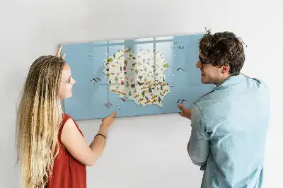 Beschrijfbaar glazen magneetbord met een ontwerp van een dierenkaart van Polen