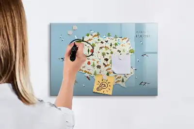 Beschrijfbaar glazen magneetbord met een ontwerp van een dierenkaart van Polen