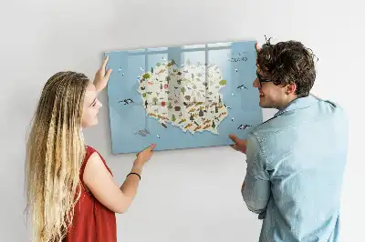 Beschrijfbaar glazen magneetbord met een ontwerp van een dierenkaart van Polen