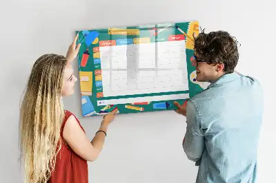 Beschrijfbaar glazen magneetbord met design lestafel