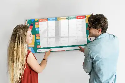 Beschrijfbaar glazen magneetbord met design lestafel