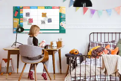 Beschrijfbaar glazen magneetbord met design lestafel