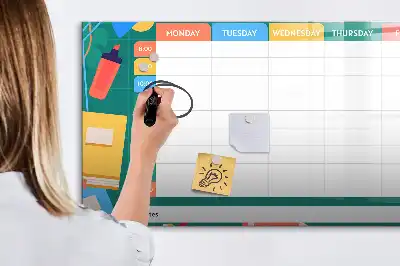 Beschrijfbaar glazen magneetbord met design lestafel