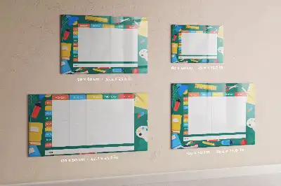 Beschrijfbaar glazen magneetbord met design lestafel