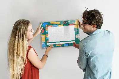 Beschrijfbaar glazen magneetbord met design lestafel