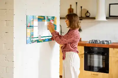 Beschrijfbaar glazen magneetbord met design lestafel