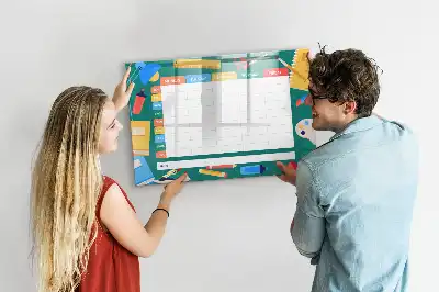 Beschrijfbaar glazen magneetbord met design lestafel