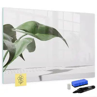 Magnetisch glazen schrijfbord met motief van abstracte bladeren