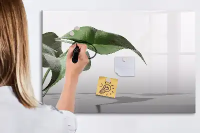 Magnetisch glazen schrijfbord met motief van abstracte bladeren