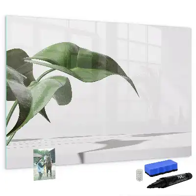Magnetisch glazen schrijfbord met motief van abstracte bladeren