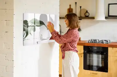 Magnetisch glazen schrijfbord met motief van abstracte bladeren