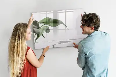 Magnetisch glazen schrijfbord met motief van abstracte bladeren