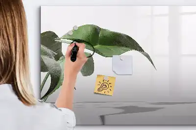 Magnetisch glazen schrijfbord met motief van abstracte bladeren