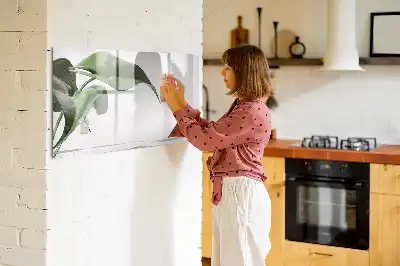 Magnetisch glazen schrijfbord met motief van abstracte bladeren